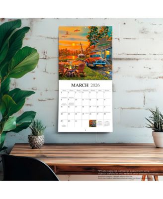 Hopper Studios Vintage Country | 2026 12 x 24 Inch (Hanging) Monthly Square Wall Calendar | Featuring the Artwork of Geno Peoples | Plastic-Free.