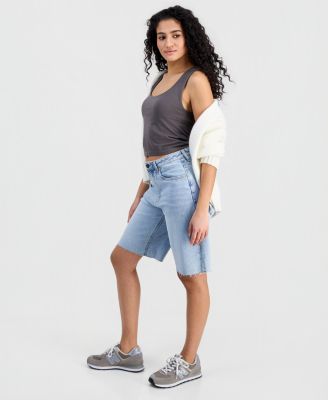 Juniors' High Rise Denim Fashion Jorts