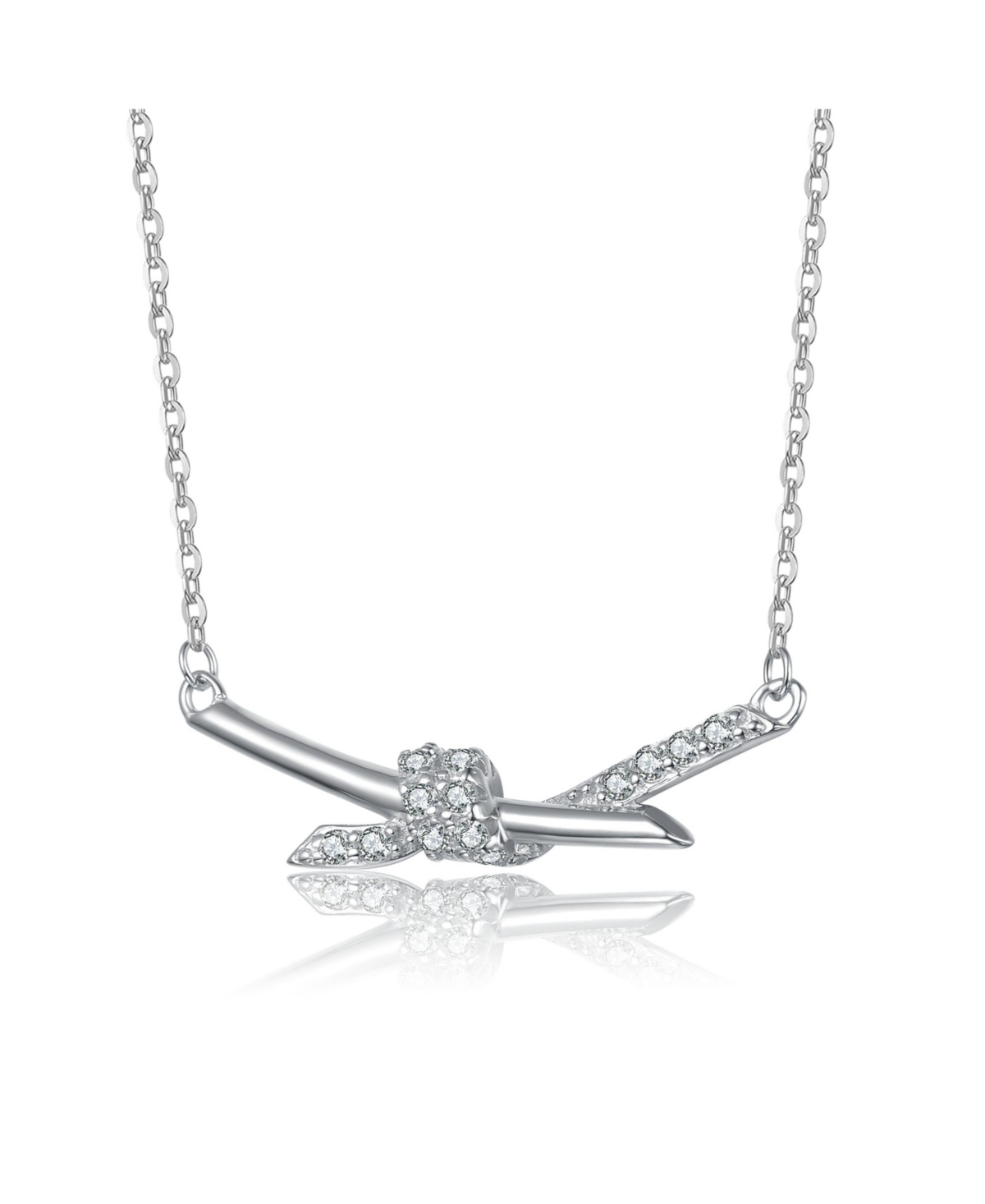 Rachel Glauber White Gold Plated with Clear Cubic Zirconia Bypass Necklace