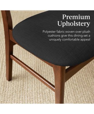 6-Piece Mid-Century Modern Upholstered Wooden Dining Set w/ 4 Chairs, Bench