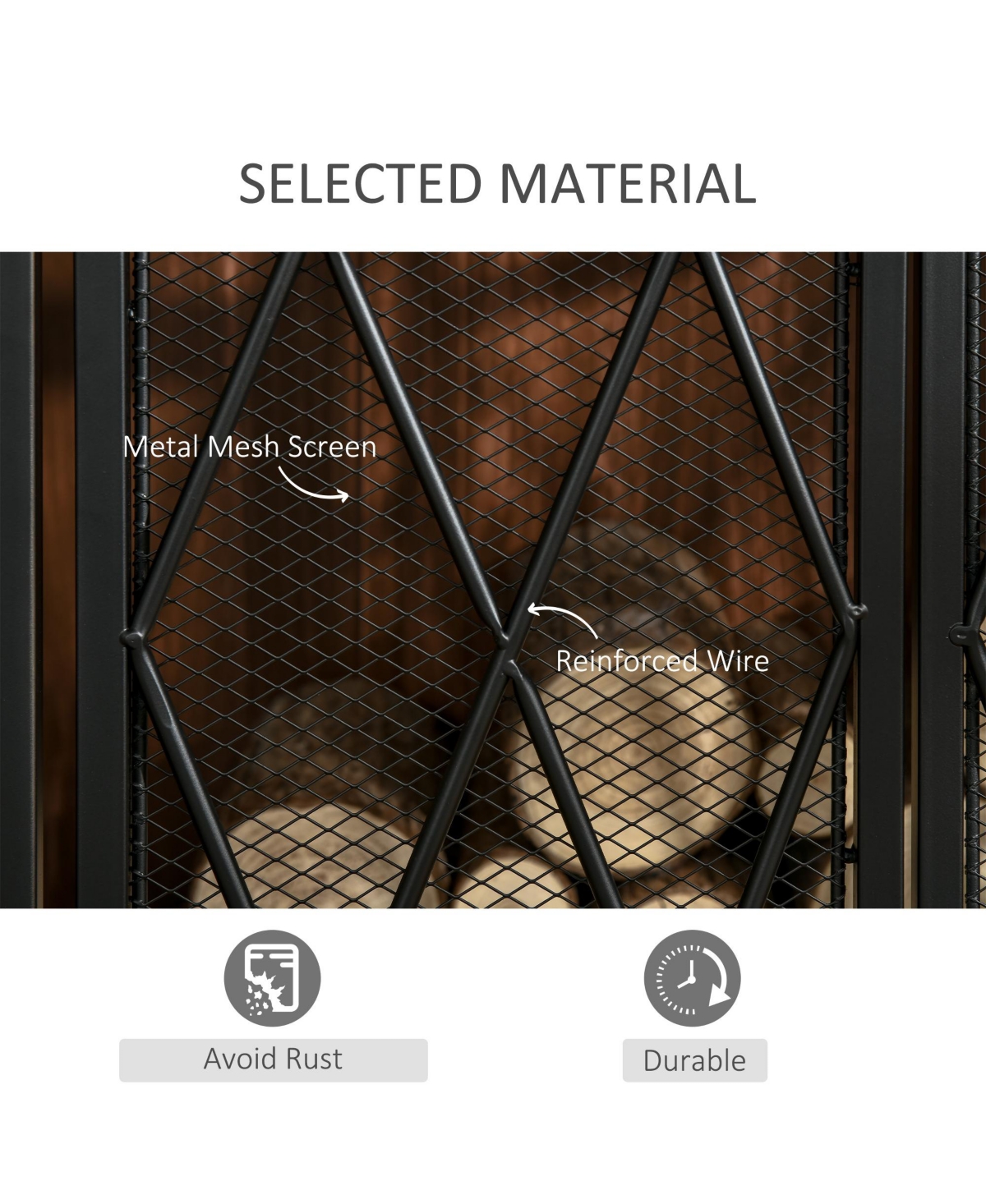 Homcom 3-Panel Folding Fireplace Screen Cover Protector Fence for Living Room