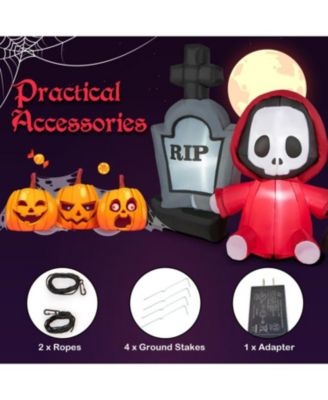 Mondawe 5 ft Inflatable Halloween Ghost Holding Sickle and Tombstone Yard Decor