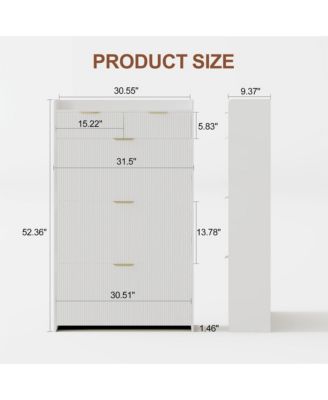 Modern Fluted Shoe Cabinet with 3 Flip Drawers, Slim Shoe Storage Organizer with 2 Drawers