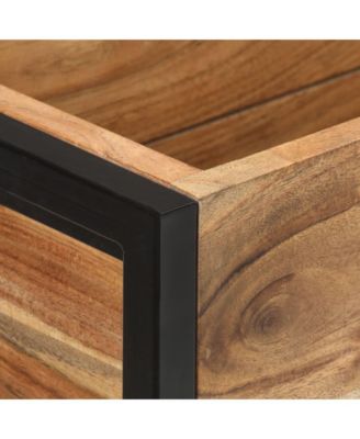 Planter Natural wood with black metal frame