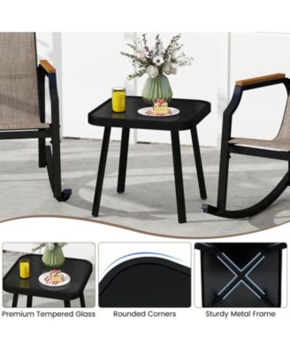 3 PCS Rocking Bistro Set Outdoor Conversation Set with Porch Rocking Chairs