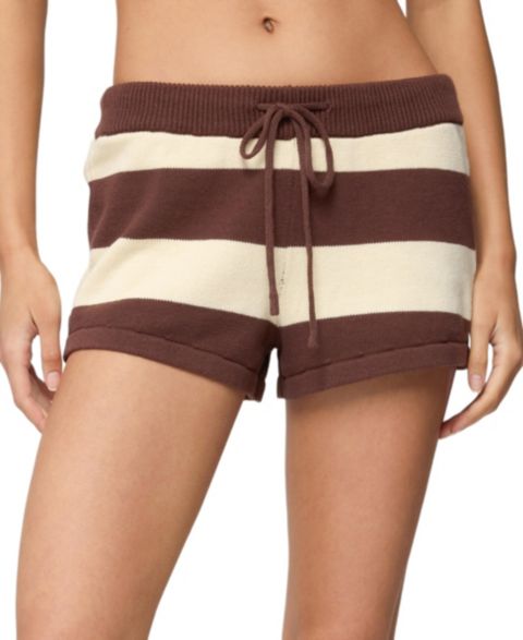 Женские шорты Edikted Riley Striped Knit, цвет: Коричневый бежевый