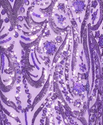 Juniors' Lace-Up Back Sequin Long Dress