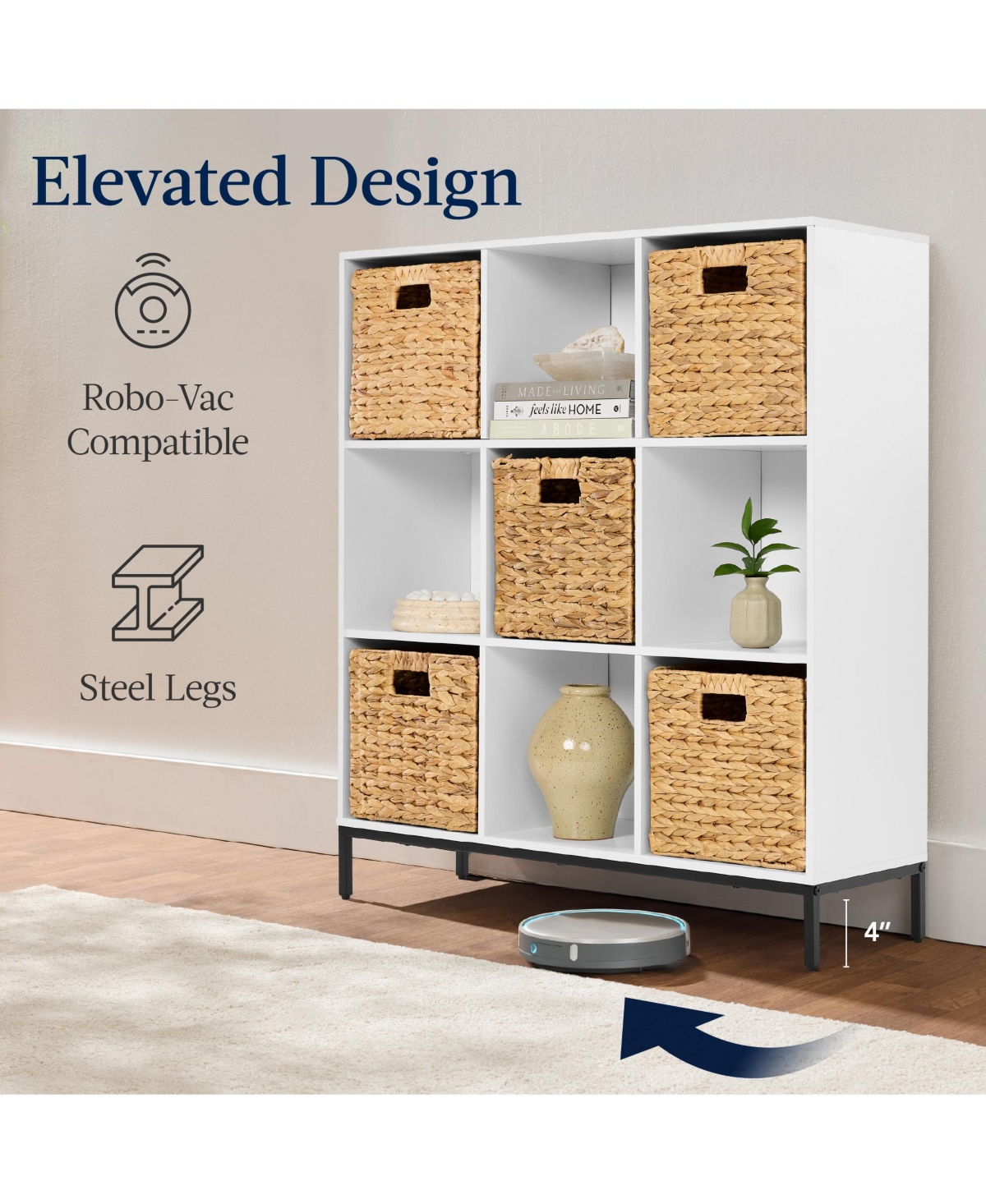 Best Choice Products Elevated 9-Cube Storage Organizer, 11in Shelf, Bookcase, Display w/ Metal Legs