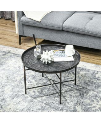 24" Round Table with Hamme Tray Top & Metal Frame,