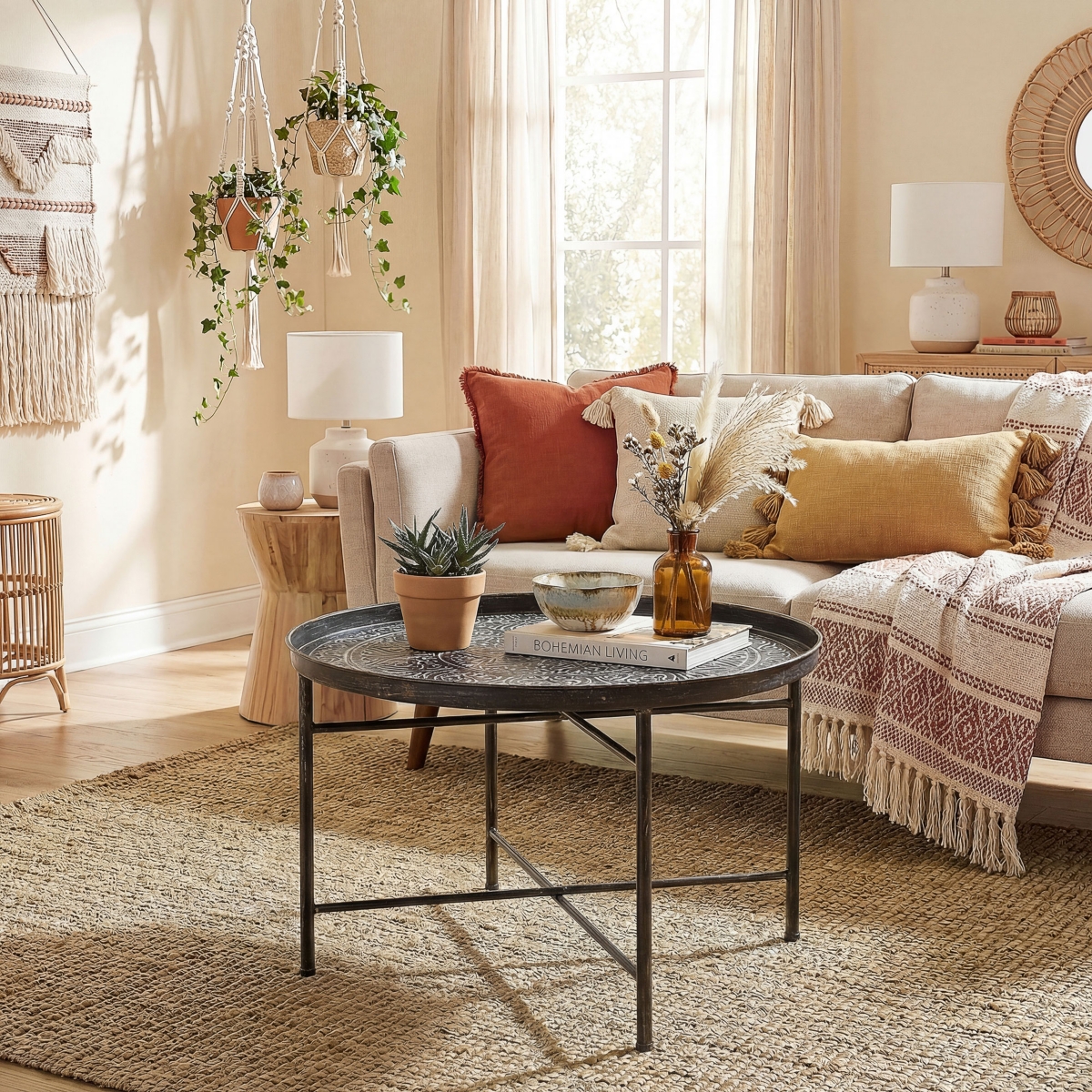 Homcom 24" Round Table with Hamme Tray Top & Metal Frame,