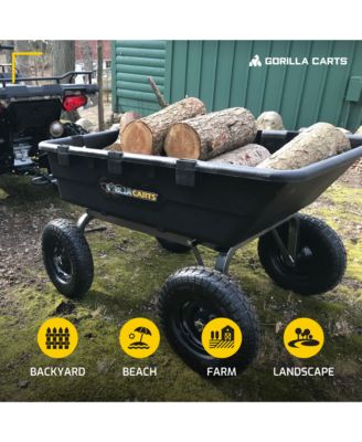 Heavy Duty Poly Yard Dump Cart Garden Wagon with 16 Inch Tires