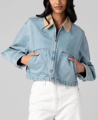 Women's Crop Denim Zip Front Barn Jacket