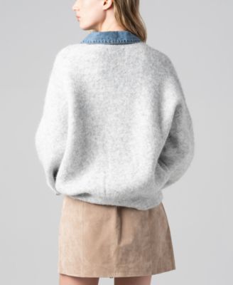 Women's Denim Collar Button Front Sweater