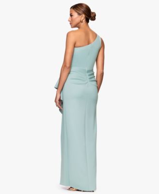 Women's One-Shoulder Side Ruffle Long Dress