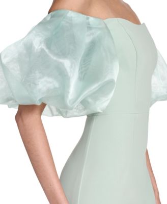 Women's Off-The-Shoulder Organza Puff-Sleeve Gown