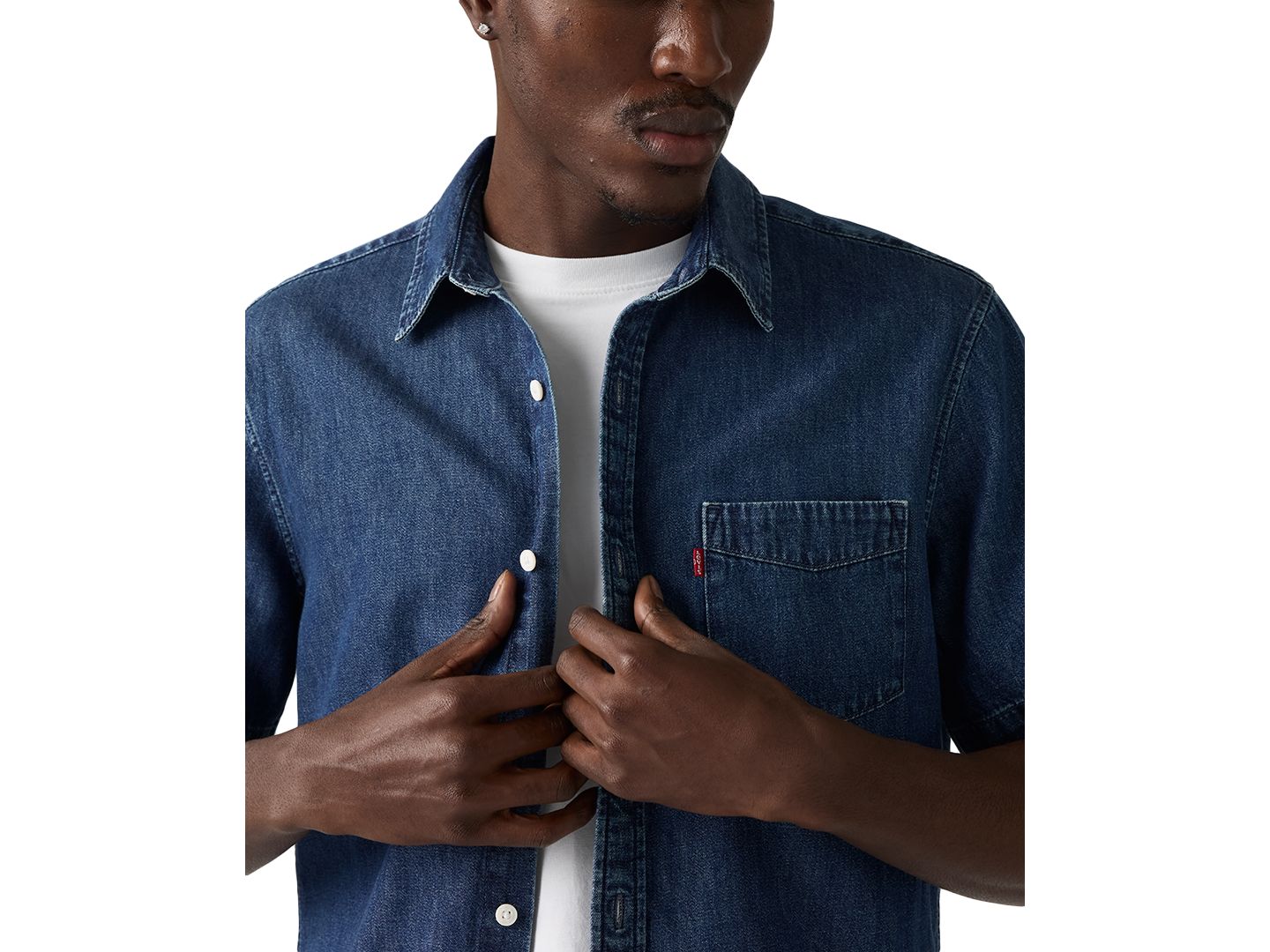 Мужская рубашка Levi's Classic Pocket Short-Sleeve Regular-Fit, цвет: Синий — фото 2
