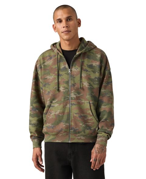 Мужское худи Levi's Relaxed-Fit Cropped Full-Zip, цвет: Камуфляжный