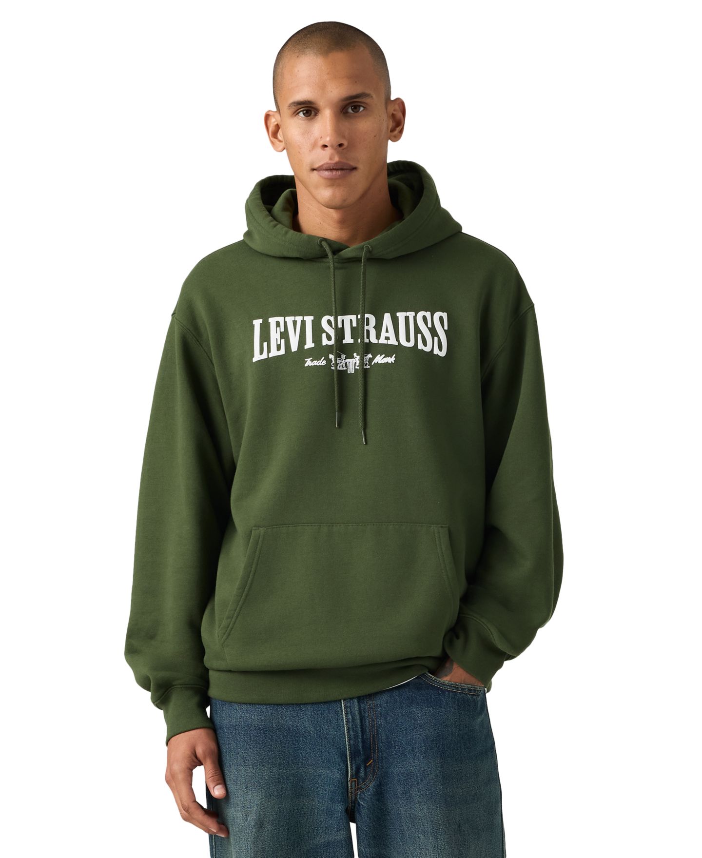 Мужское худи Levi's Relaxed-Fit Graphic Long-Sleeve, цвет: Зелёный — фото 1