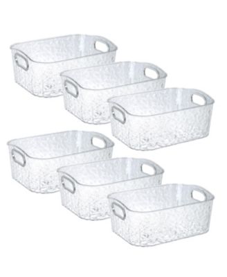 Trio Home 6 Pack Clear Storage Bins with Silver Handles, Container Bins for Organizing - Bathroom, Kitchen, Pantry, Closet, Vanity