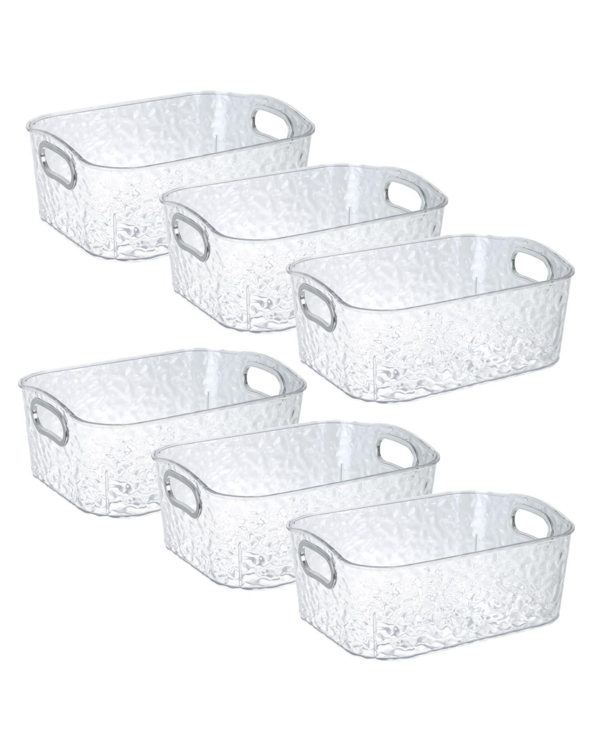 Trio Home Pack Clear Storage Bins with Silver Handles, Container Bins for Organizing - Bathroom, Kitchen, Pantry, Closet