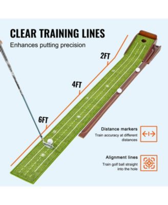 Golf Putting Mat Indoor 1-Hole Green with Ball Return and Wood Base