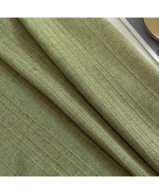 Linen Blend Solid Striped Room Darkening Curtains Pair, 52"Wx 96"L