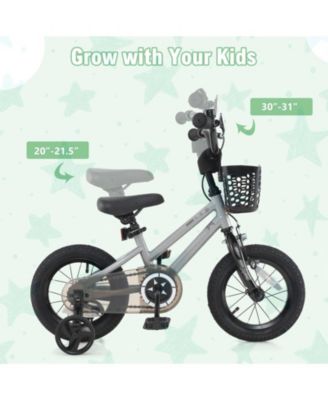 Kids Training Bike with Adjustable Height Dual Brakes Basket and Training Wheels