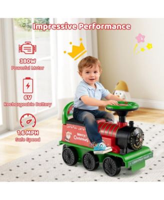 6V Kids Ride On Train with Carriage and LED Lights