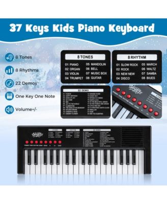 37 Key Kids Piano Keyboard with Rhythms and Microphone