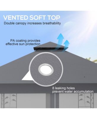 10' x 11.5' Metal Patio Gazebo with Double Canopy and Decorative Tree Motifs