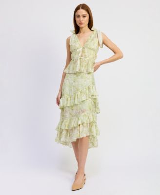 Women's Claire Ruffled Tiered A-Line Midi Skirt