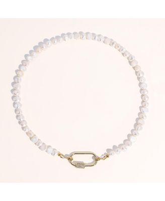 7–8mm Baroque Freshwater Pearl Necklace with Gold Plated Carabiner Clasp