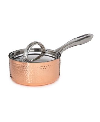 Vintage Tri-Ply Copper 5.5" Saucepan 1qt. with Lid, Hammered