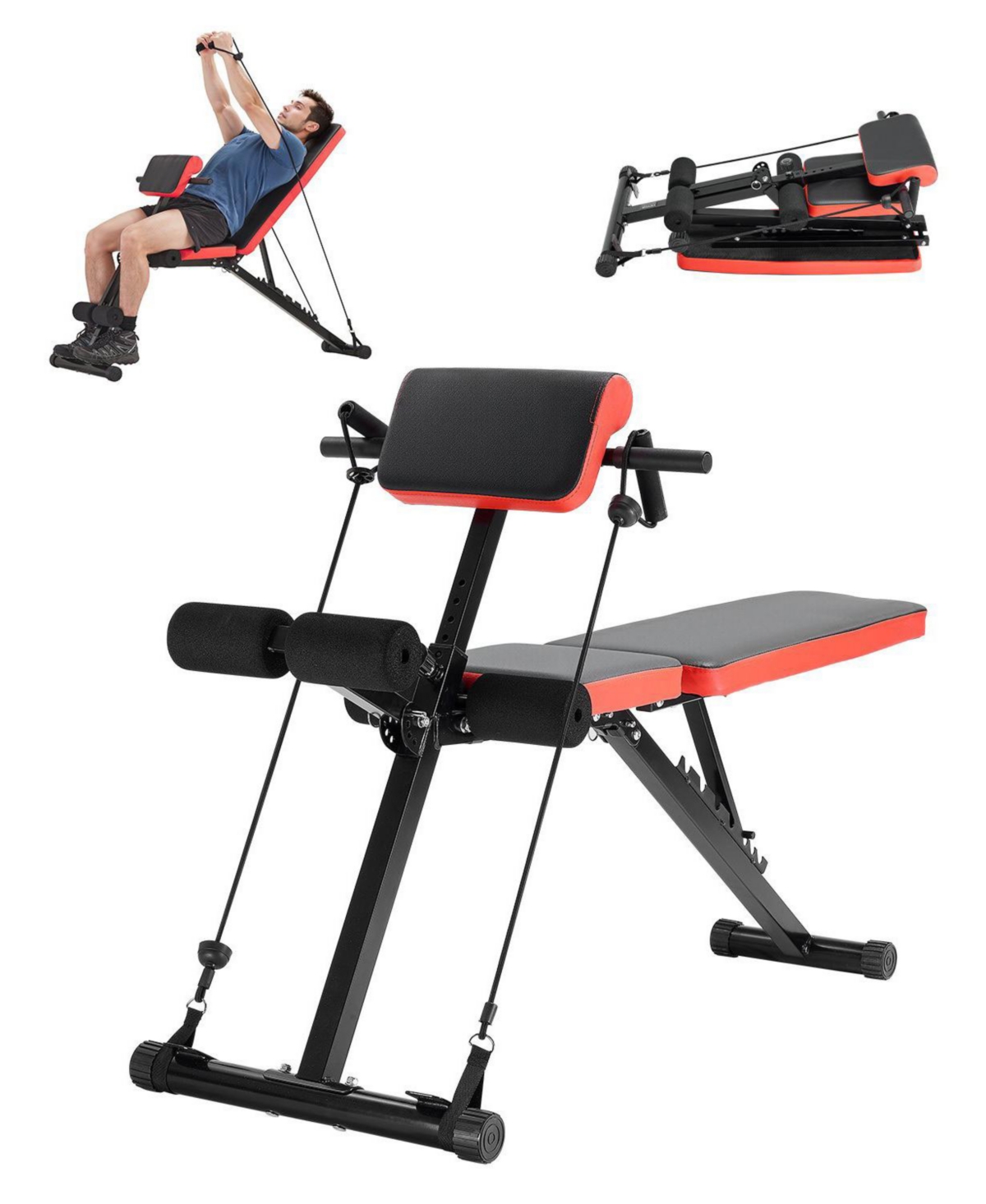 Mecale Multi-Functional Weight Bench, Adjustable Roman Chair and Hyperextension Bench for Back, Core and Arm Training