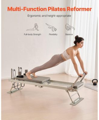 Foldable Pilates Reformer, Dual-Resistance Spring and Cord Reformer for Home Pilates Training, Supports Up to 400 lb