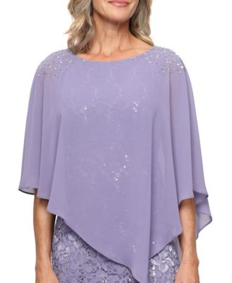 Women's Sequin Lace Chiffon Caplet Gown
