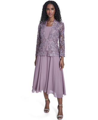 Petite Soutache Jacket and Fit & Flare Dress, 2-Piece Set