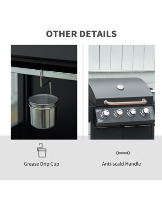 4 Burner Propane Gas Grill with Side Burner,