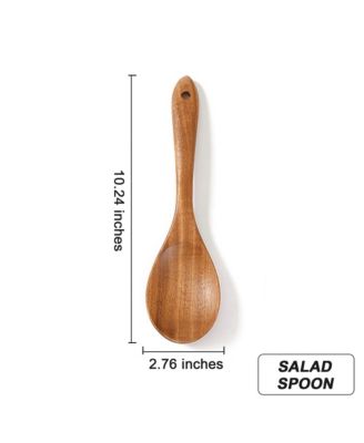 9-Piece Natural Teak Wooden Kitchen Utensils Set