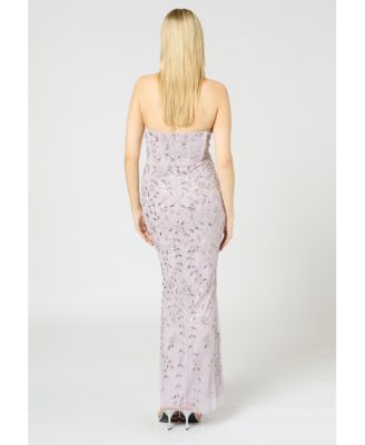 Women's Embellished Sequin Beaded Maxi Corset Dress