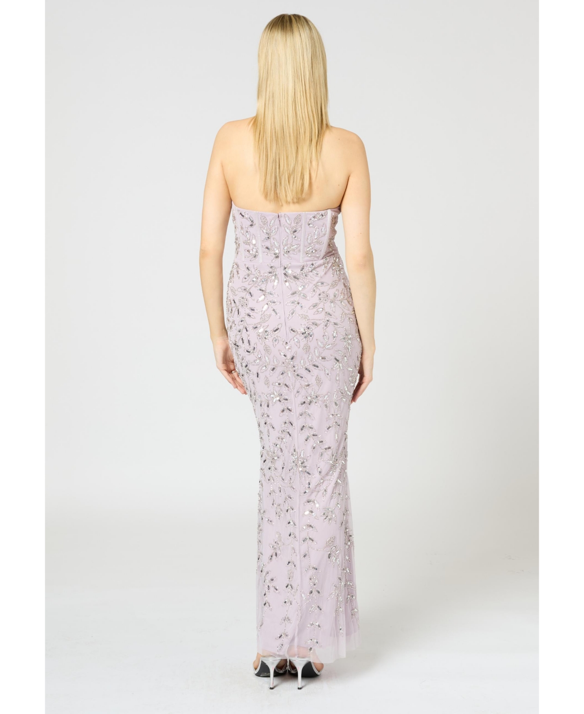 Beauut Women's Embellished Sequin Beaded Maxi Corset Dress