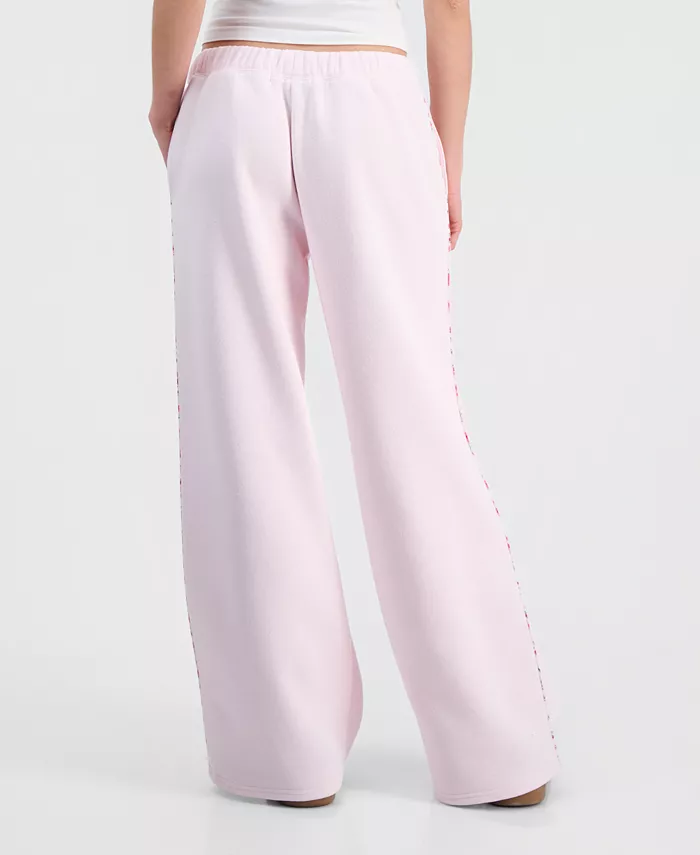 Juniors' Floral Piped Fleece Wide-Leg Pants - thumbnail 4