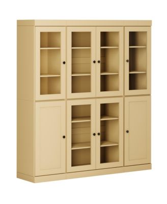 100% Solid Wood Pantry Cabinet, Shaker Doors, 2 Drawers, Adjustable Shelves, 65" Wide, 71.5" Tall