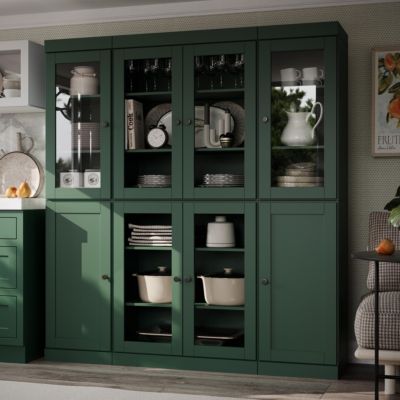 100% Solid Wood Pantry Cabinet, Shaker Doors, 2 Drawers, Adjustable Shelves, 65" Wide, 71.5" Tall