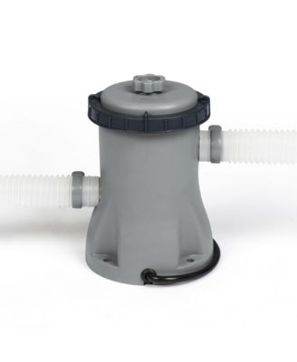 8' x 24" Round Inflatable Outdoor Swimming Pool with Filter Pump, Gray