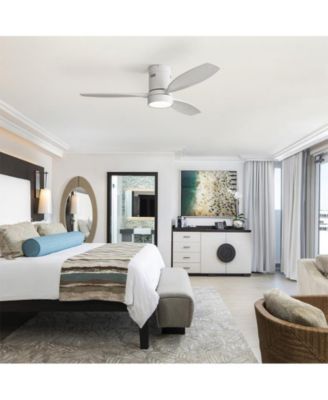 52-inch Classic White 3-Blade Flush Mount Light Ceiling Fan with Remote Control and Supporting Mobile Device Connection