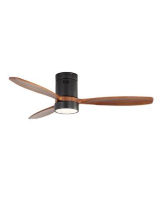 52-inch Classic Black 3-Blade Flush Mount Ceiling Fan with Light and Remote Control