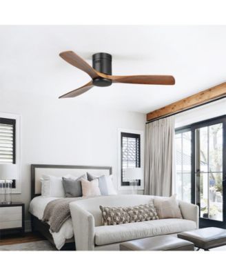 52-inch Modern Black 3-Blade Ceiling Fan with Remote Control and Supporting Mobile Device Connection