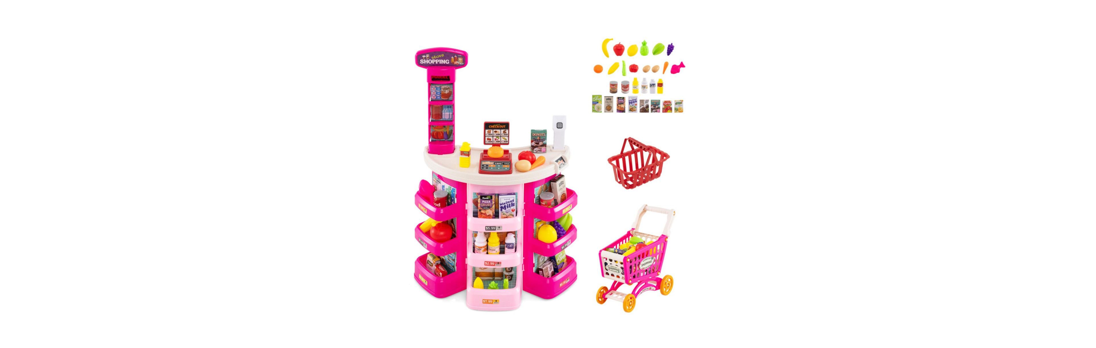 Hongge Kids Supermarket Playset with 76 Piece Grocery Accessories