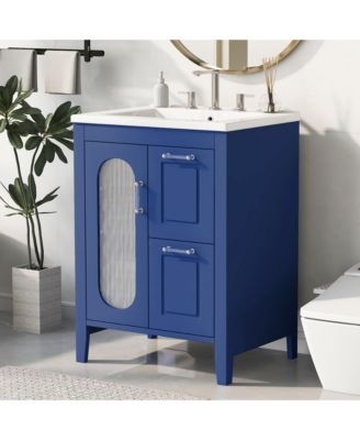 24" Bathroom Vanity with Sink, 2 Drawers and Door, Adjustable Shelf